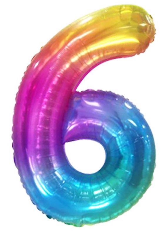 34 Inch Foil Balloon Number 6 - Gradient