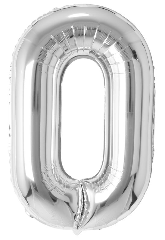 [34NSL0] 34 Inch Foil Balloon Number 0 - Silver