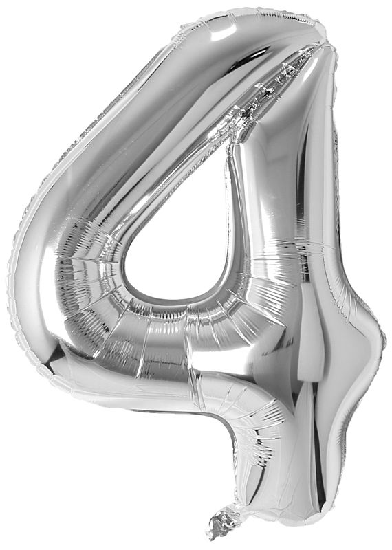 [34NSL4] 34 Inch Foil Balloon Number 4 - Silver