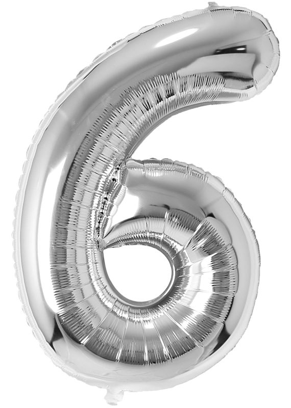 34 Inch Foil Balloon Number 6 - Silver