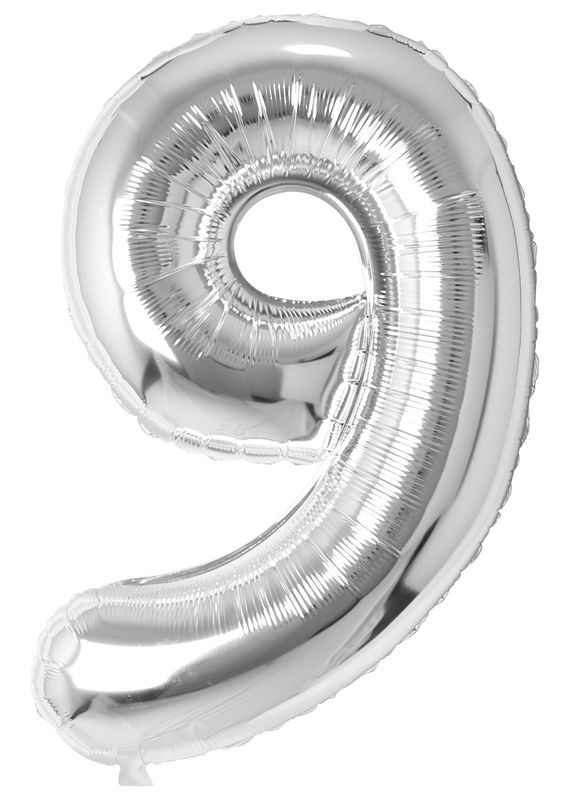 34 Inch Foil Balloon Number 9 - Silver