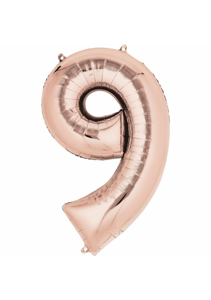 Rose Gold Number " 9 " Foil Balloon 34''