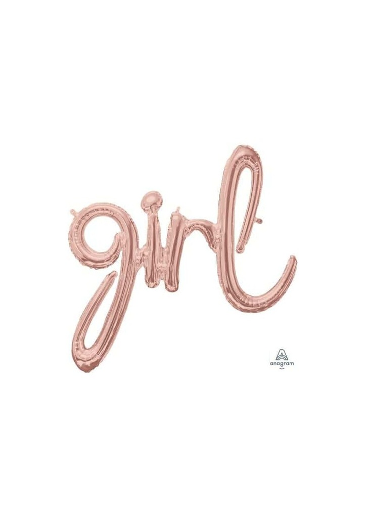 Rose Gold Phrase "Girl" Foil Balloon – 29″ x 30″