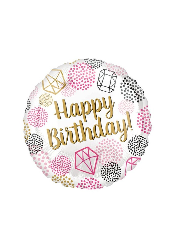 Happy Birthday Gems Foil Balloon - 18"/46cm