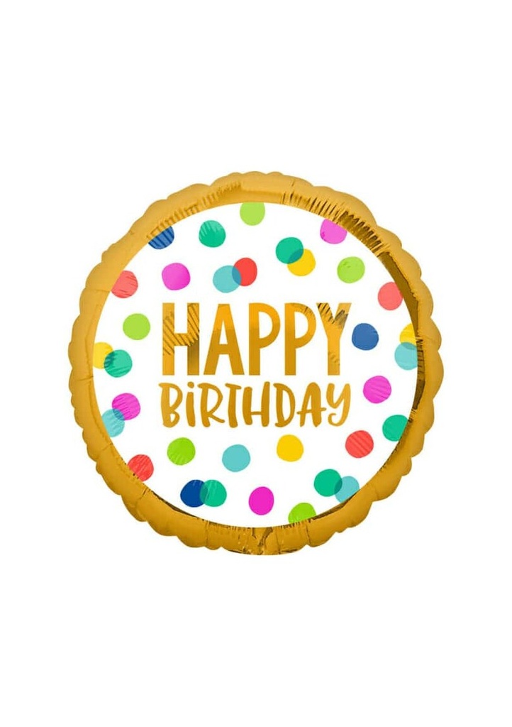 Happy Birthday Dots Foil Balloon - 18"/46cm