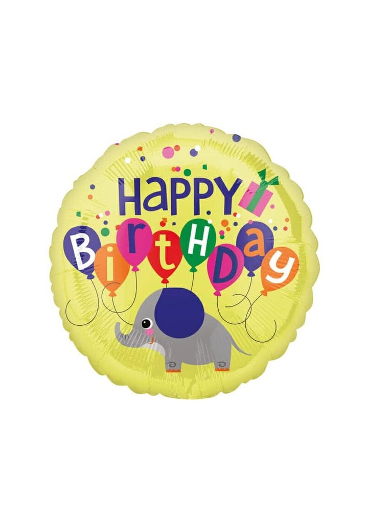 Elephant Birthday Foil Balloon - 18"/46cm