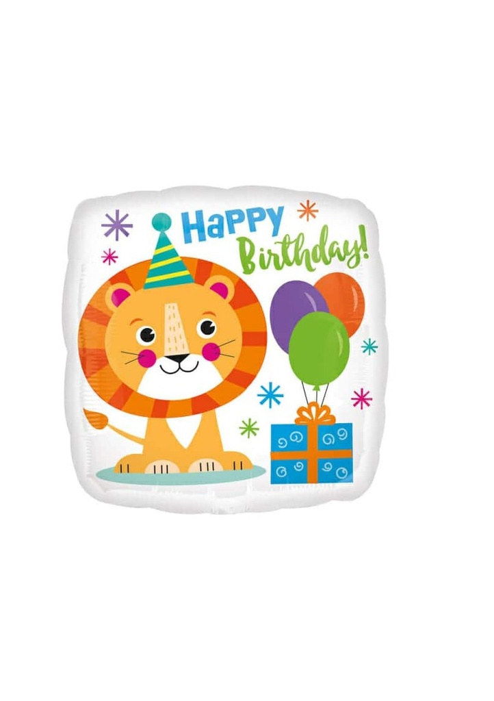 Happy Birthday Lion Foil Balloon - 18"/46cm