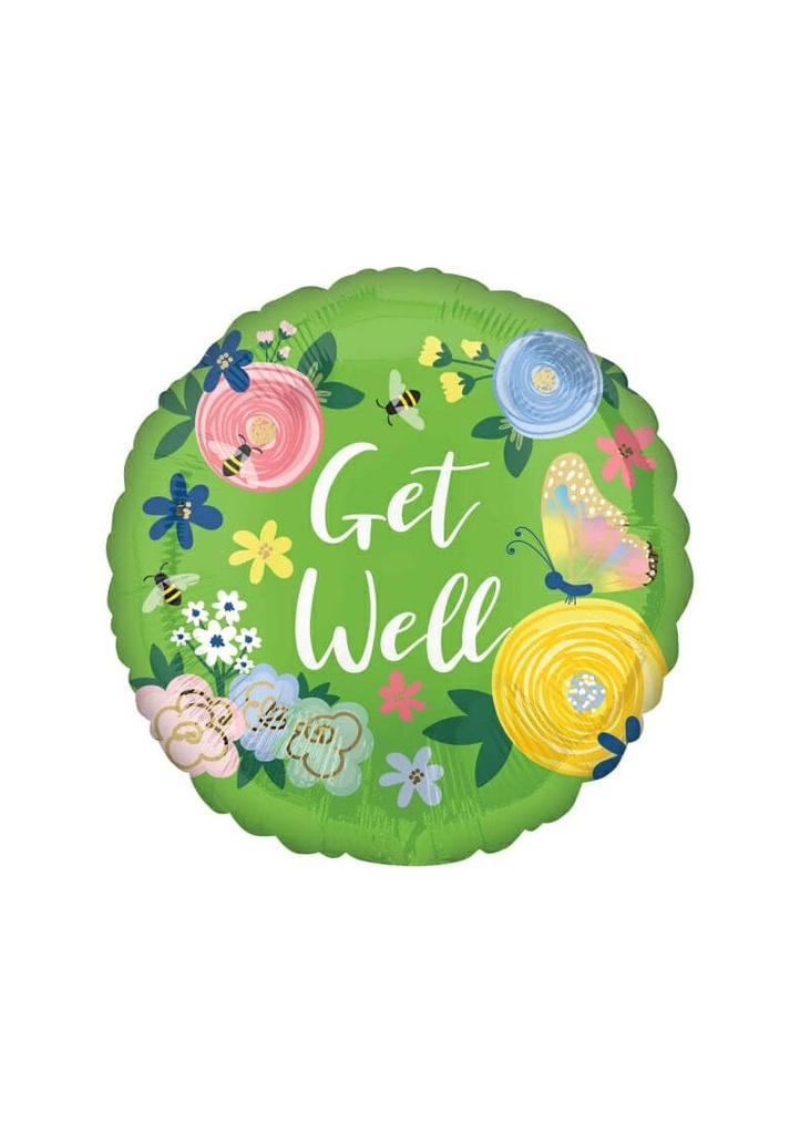 Get Well Floral Garden Foil Balloon - 17"/43cm