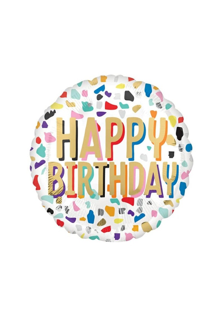 Happy Confetti Birthday Foil Balloon - 18"/46cm