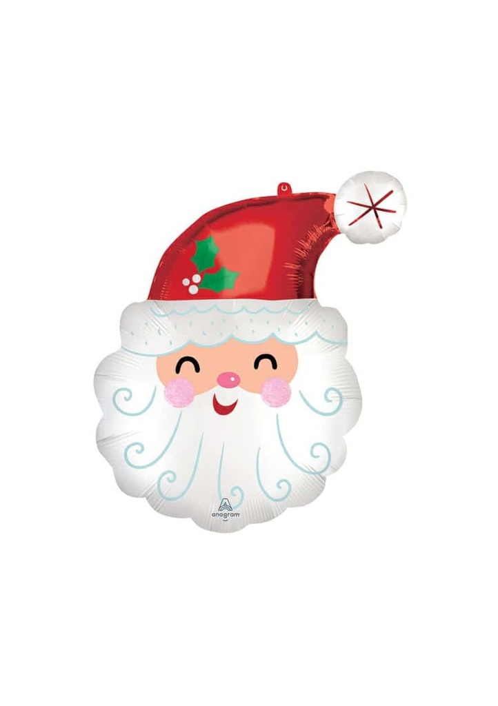 SuperShape Smiley Satin Santa Head Foil Balloon - 48cm x 68cm