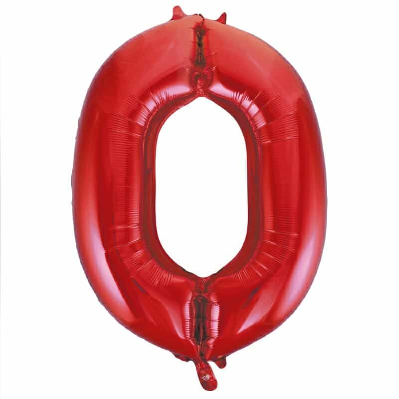 [55850] 34 Inch Foil Balloon Number 0 – Red