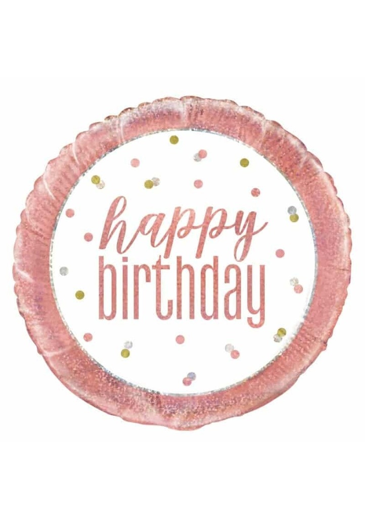 Glitz Rose Gold 18" Happy Birthday Foil - 18"