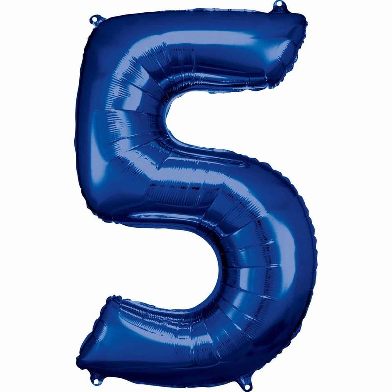[9907284] 34 Inch Foil Balloon Number 5 - Blue