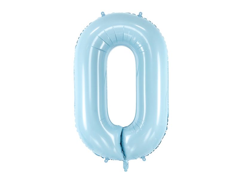 [FB1P-0-001J] 34 Inch Foil Balloon Number 0 – Light Blue
