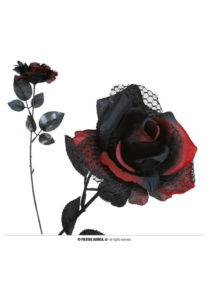 [26941] Halloween Red And Black Rose Flower - 40cm