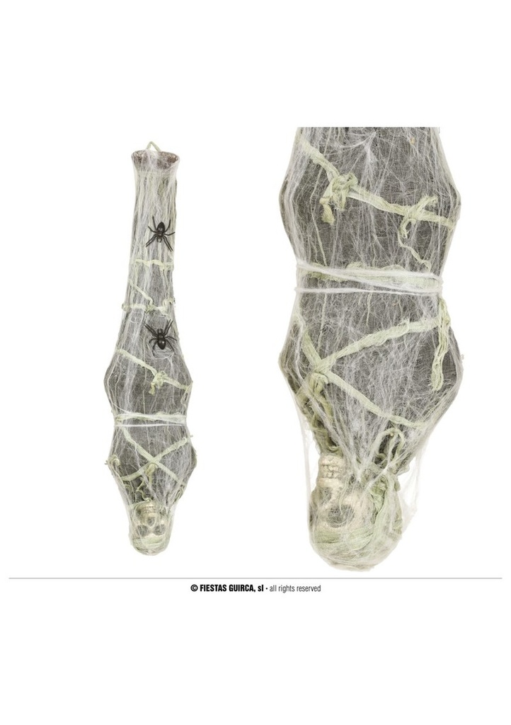 Halloween Decoration Hanging Skull In Spiderweb 120cm