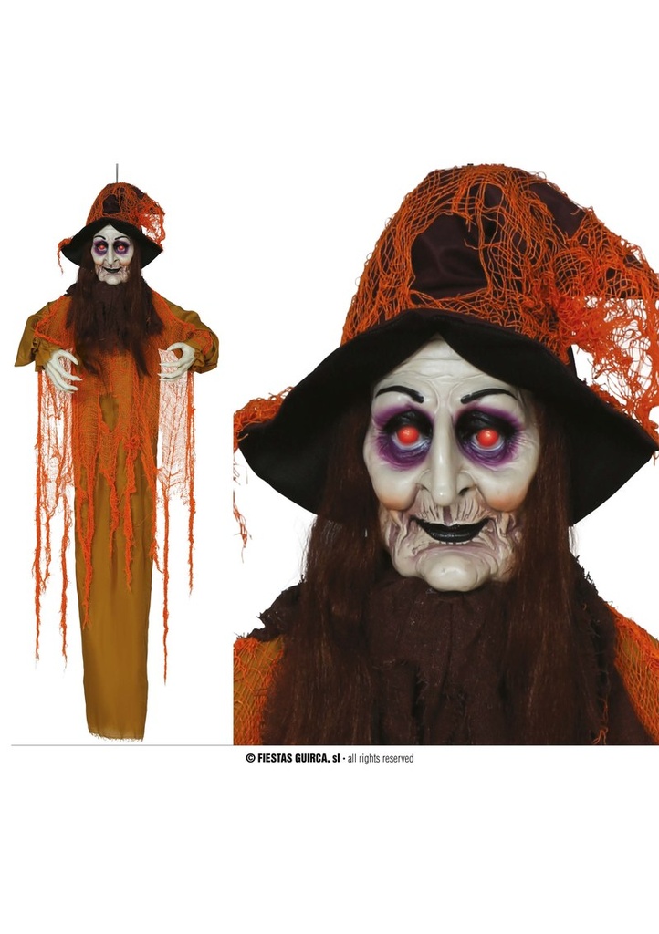 Halloween Hanging Witch With Light Sound & Movement 180cm
