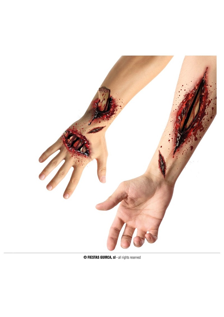 Halloween Open Wound Adhesive Tattoos 30x14cm