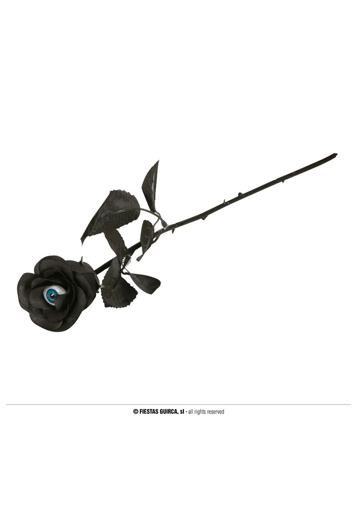 [24478] Halloween Black Flower Rose With Eye 42cm