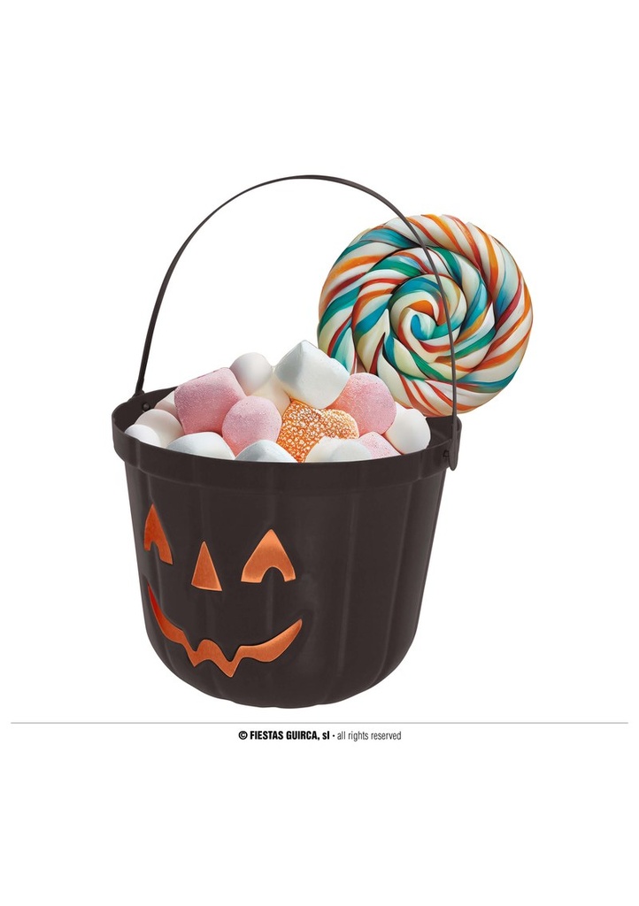 Halloween Black Pumpkin Trick or Treat Bucket 20cm
