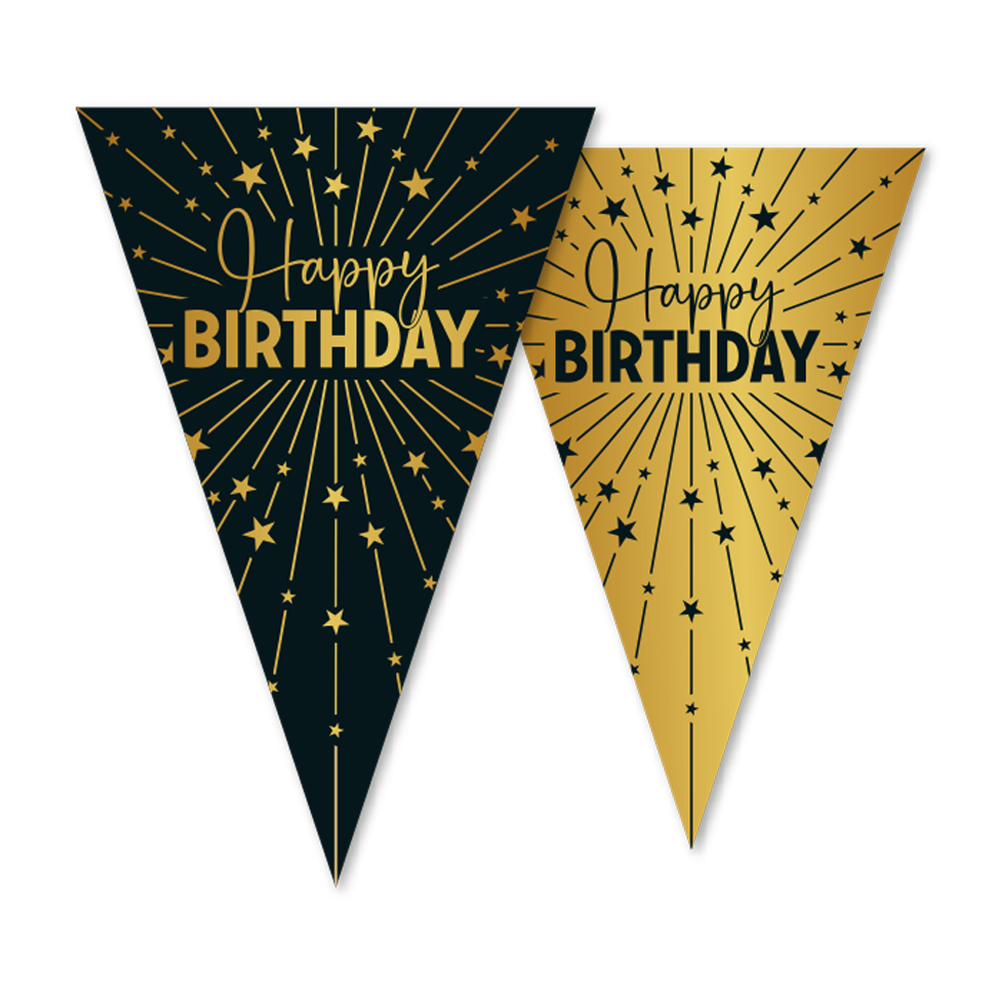 Happy Birthday Golden Celebrations (Flag Size 20x30cm) Banner - 10m