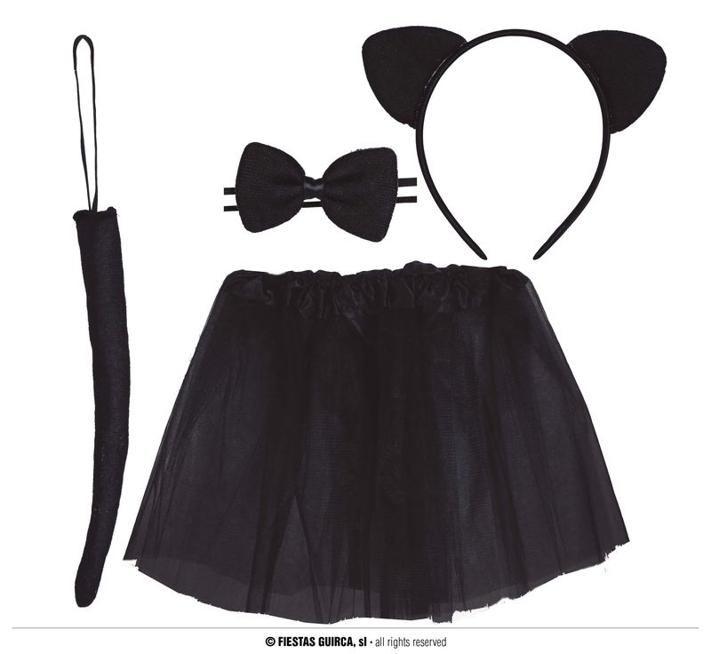 [19021] Black Cat Costume Kit 30cm - Child One Size