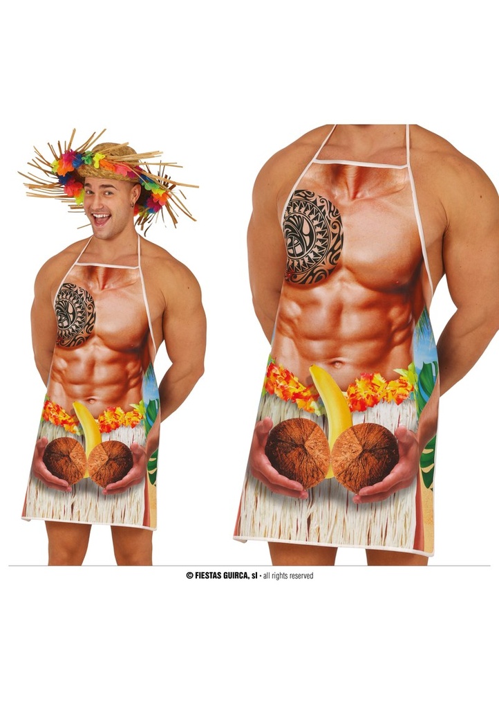 [18196] Funny Hawaiian Men Apron - Adult One Size