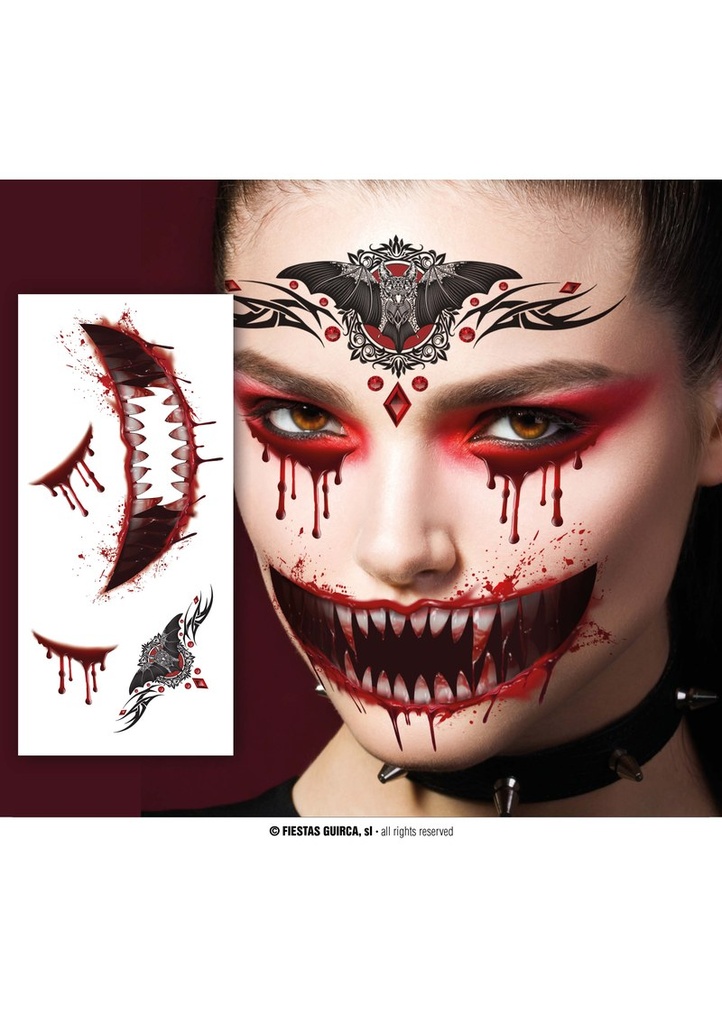 [15724] Vampire Face Tattoos 30x13cm