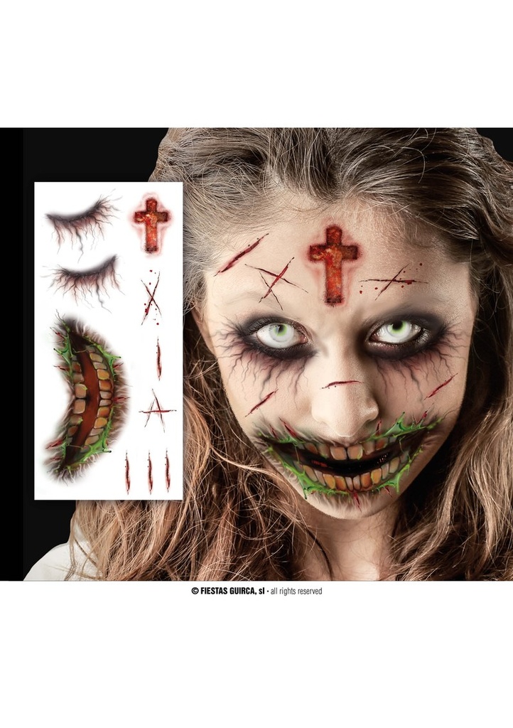 Zombie Face Tattoos 30x13cm
