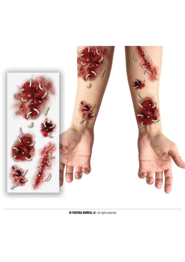 Wounds With Worms Tattoos 30x13cm