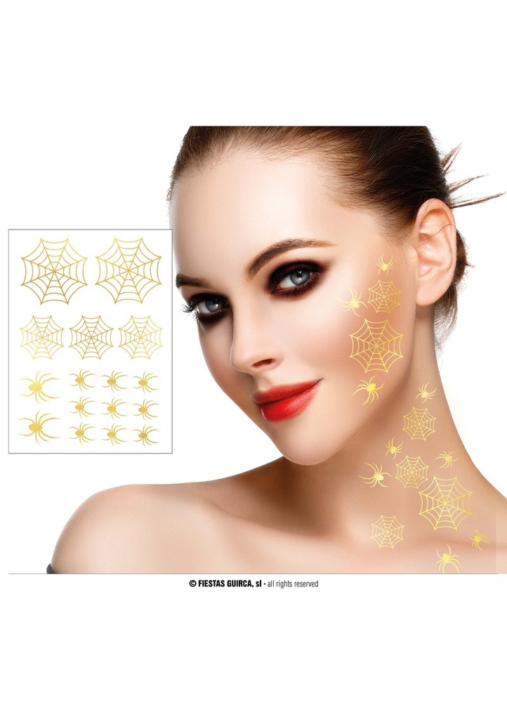 Halloween Gold Spider / Web Tattos (2 sheets of 16)