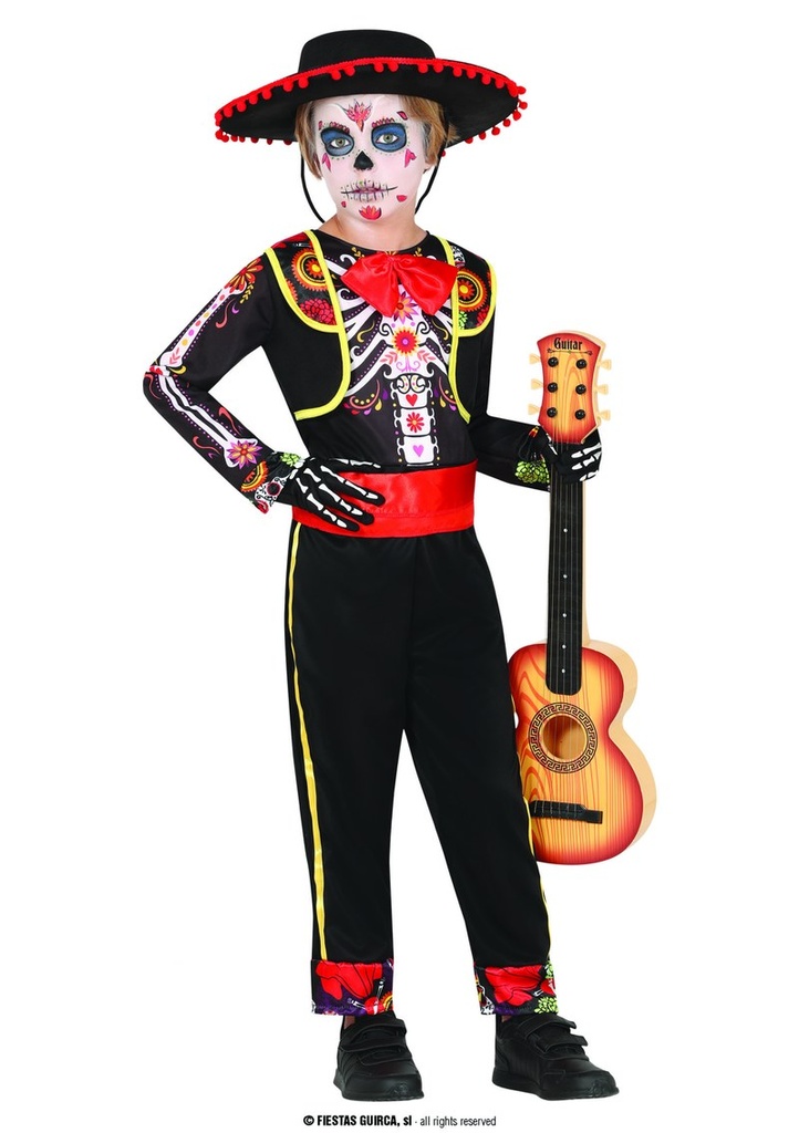 Mariachi Mexican Boy Skeleton Costume - Age 3 to 4 Years