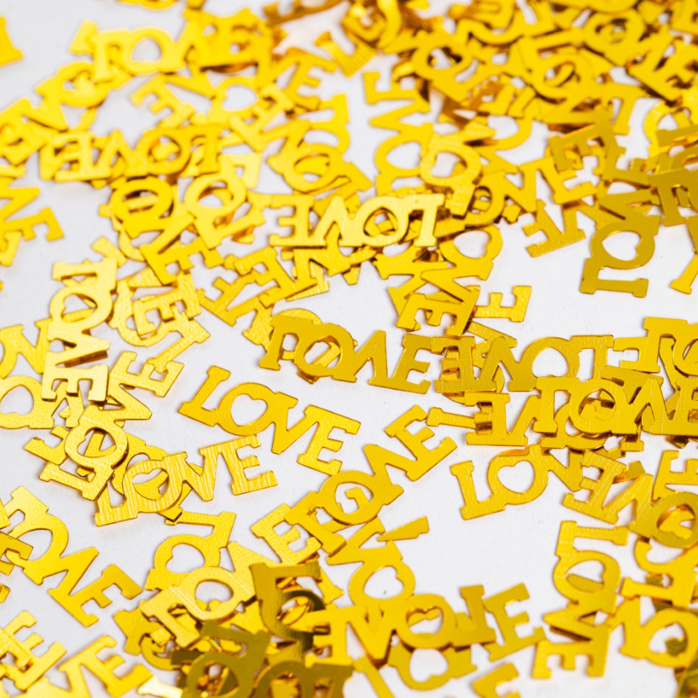 Table Confetti Gold Text Love - 14g