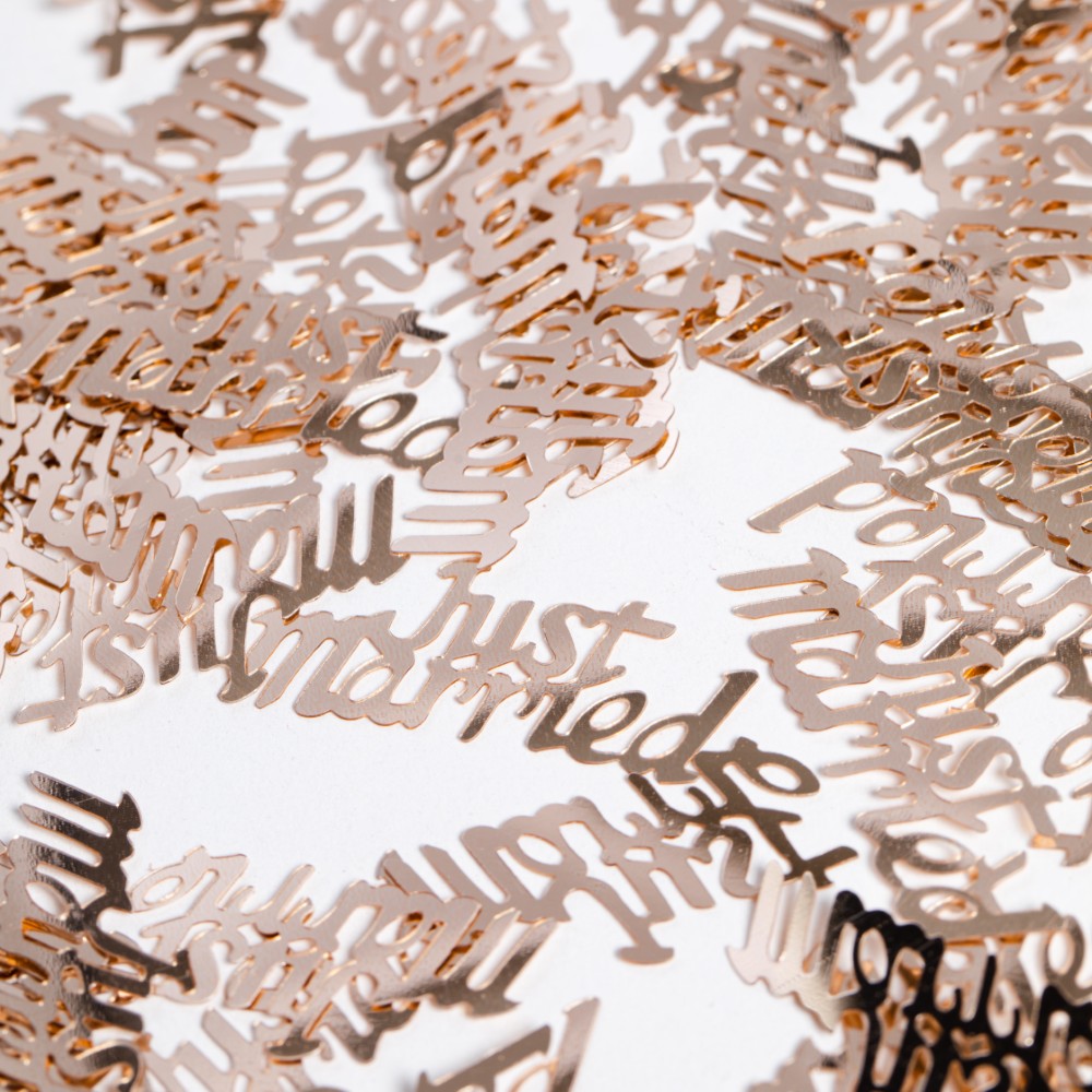 Table Confetti Rose Gold Text Just Married - 14g