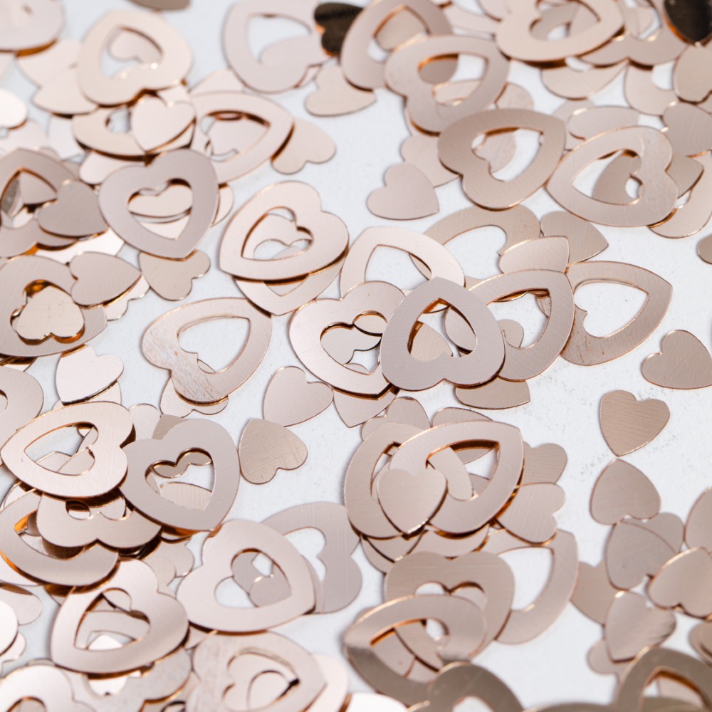 Table Confetti Rose Gold Open Hearts - 14g