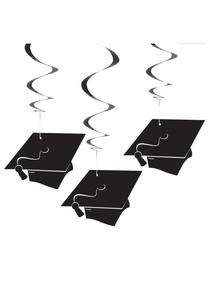Grad Hanging Swirl Decorations - 3pk