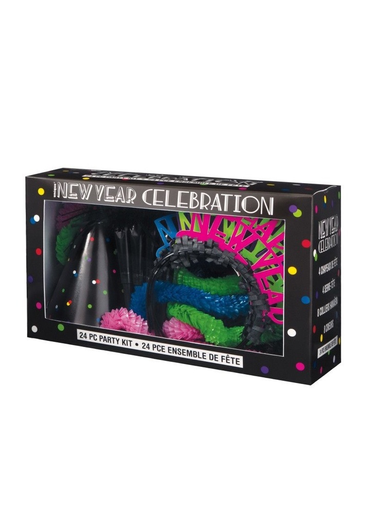 New Years Neon Dots Party Kit for 8 People