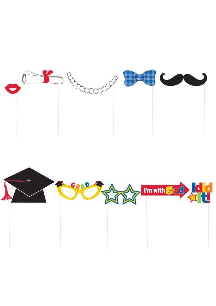 Graduation Photo Booth Props - 10pk