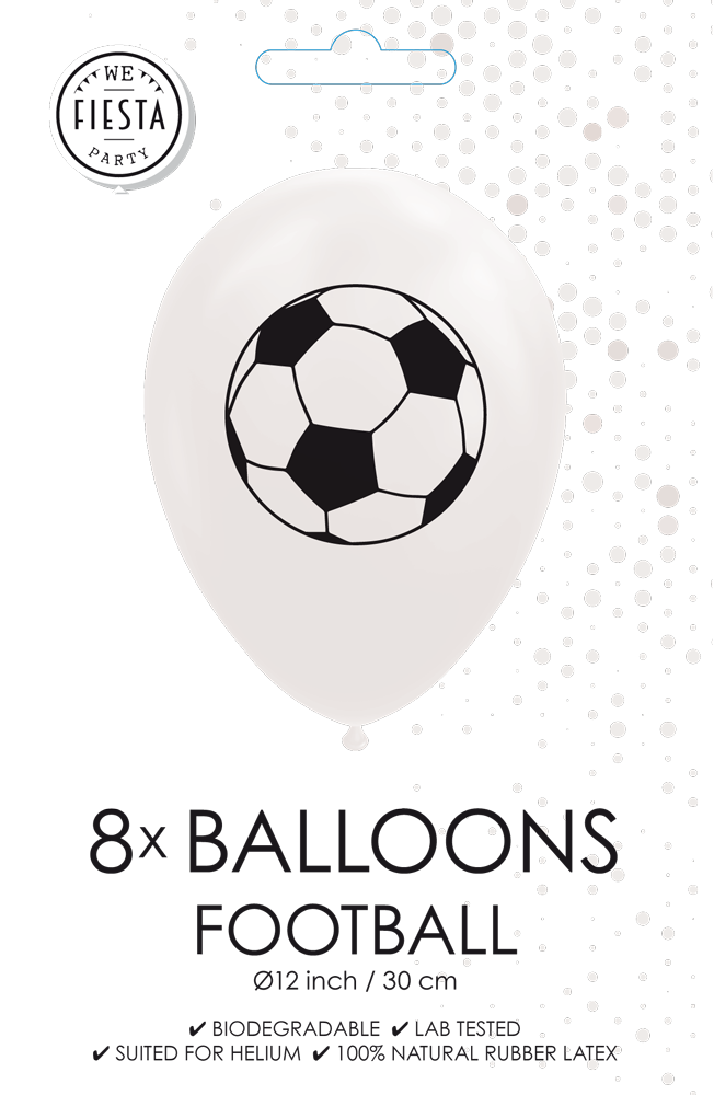 Football 12 Inch White Latex Balloons - 8pcs