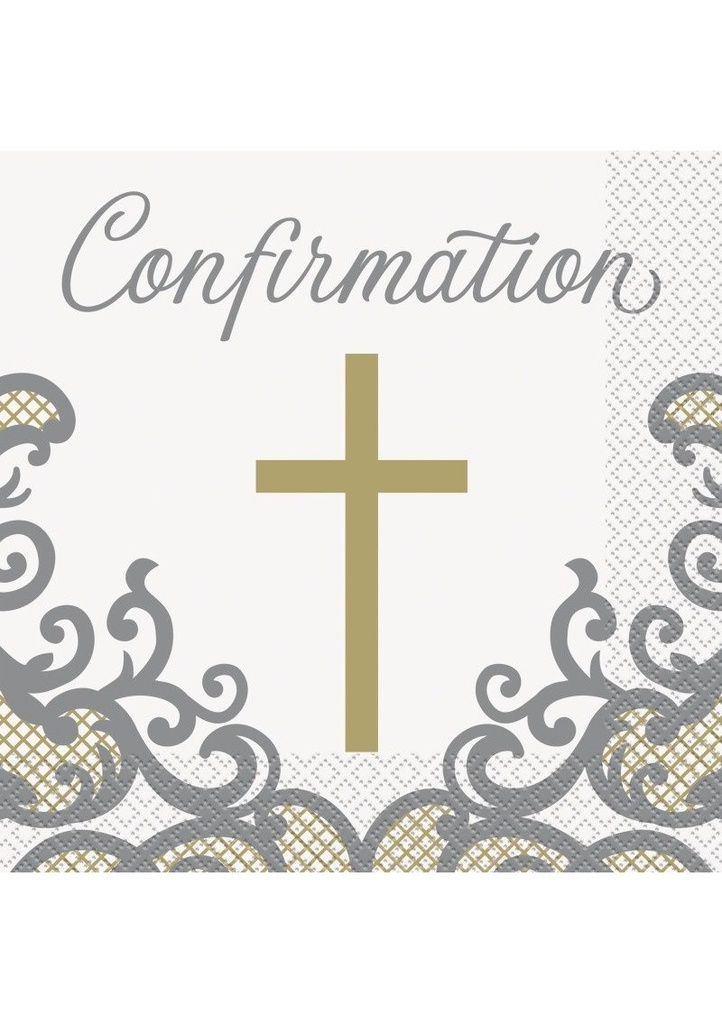 Fancy Gold Cross Confirmation Napkins - 16pk