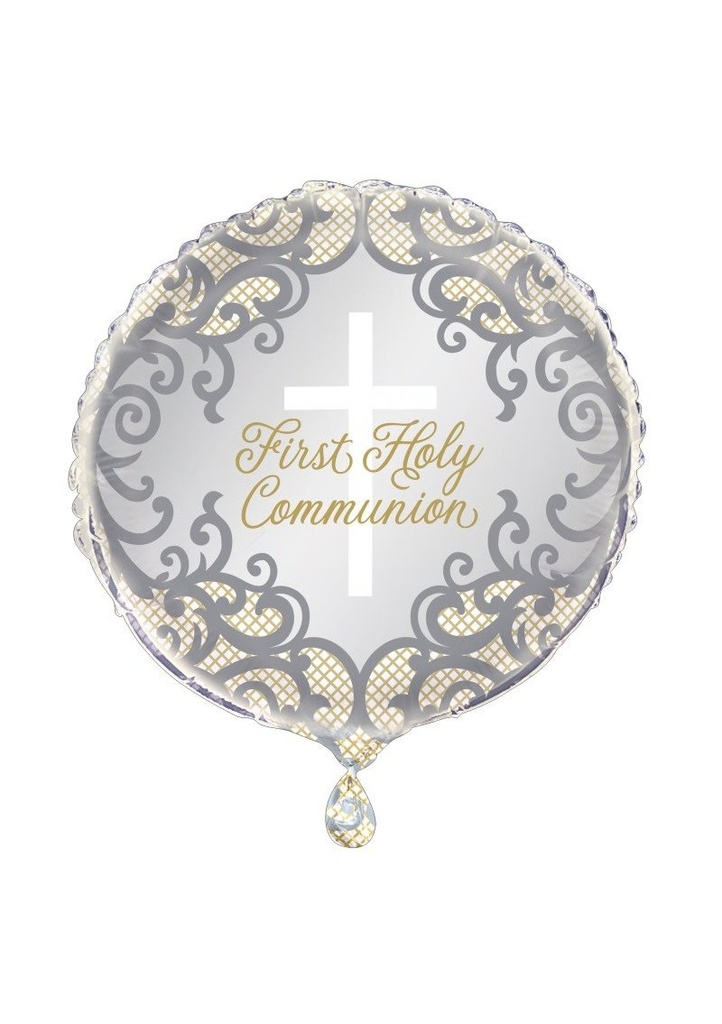 Fancy Gold Cross First Holy Communion 18" Foil Balloon