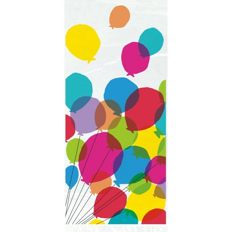 [73129] Balloons & Rainbow Birthday Cellophane Party Bags 5" x 11" - 20pk