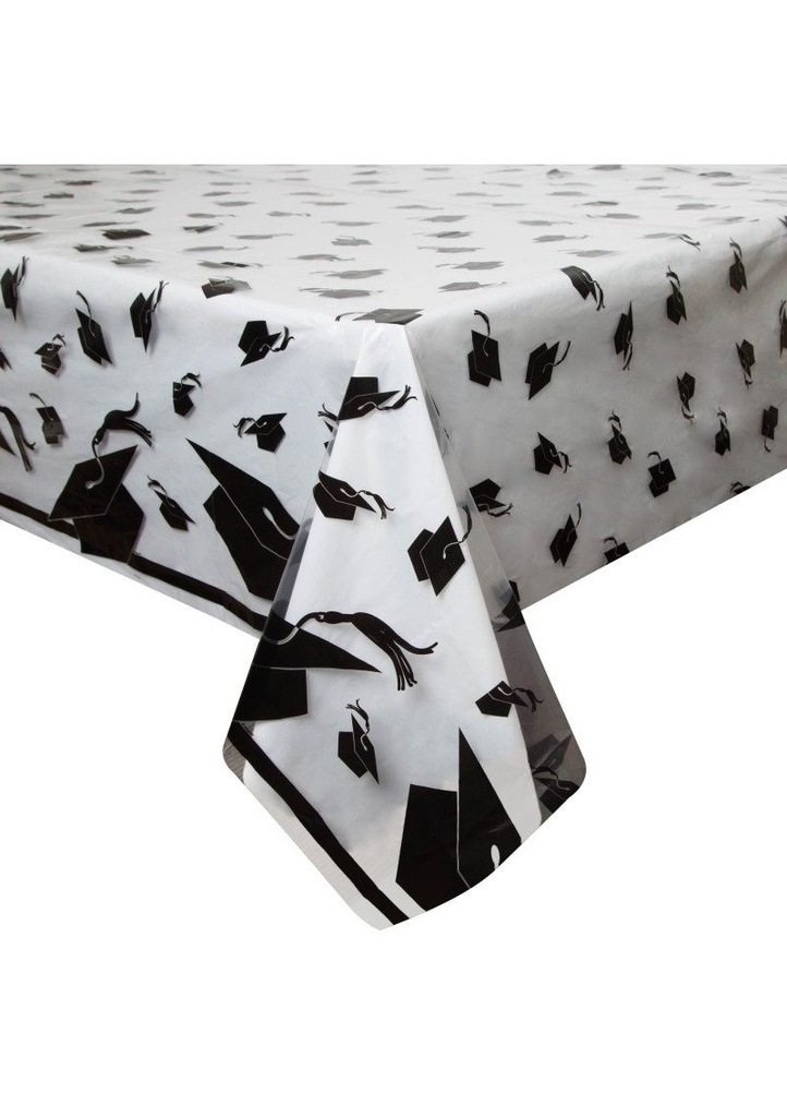 Graduation Caps Plastic Table Cover - 54" x 108"