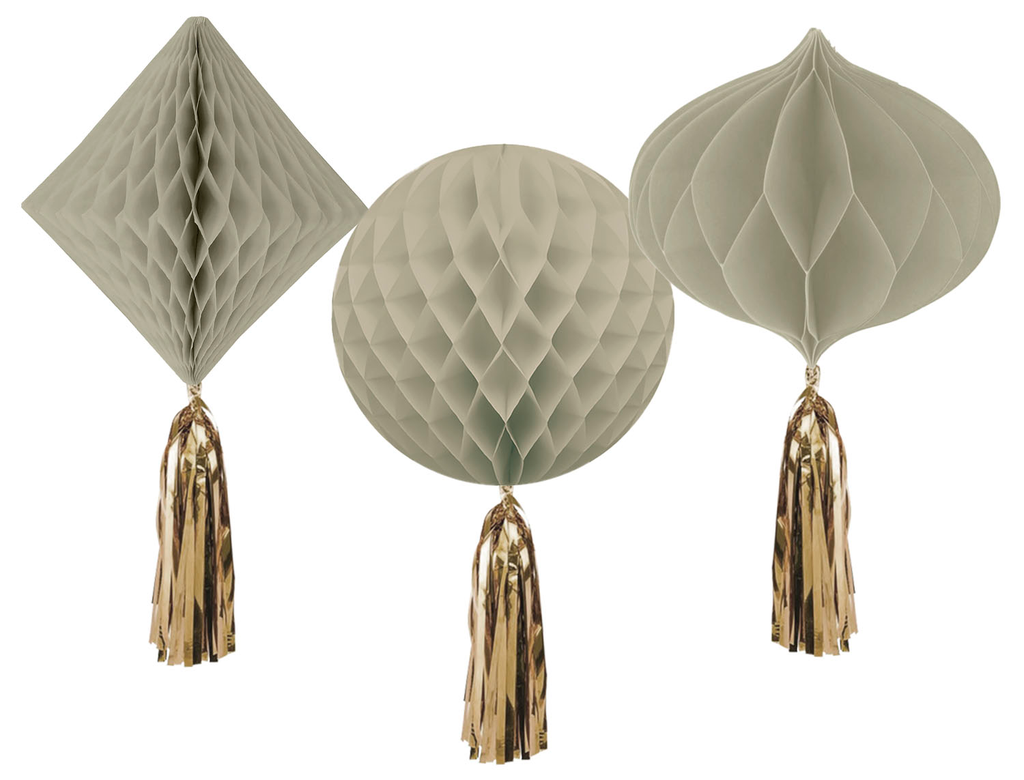 Honeycombs Set Creme Rose Hanging Decoration - 3pcs