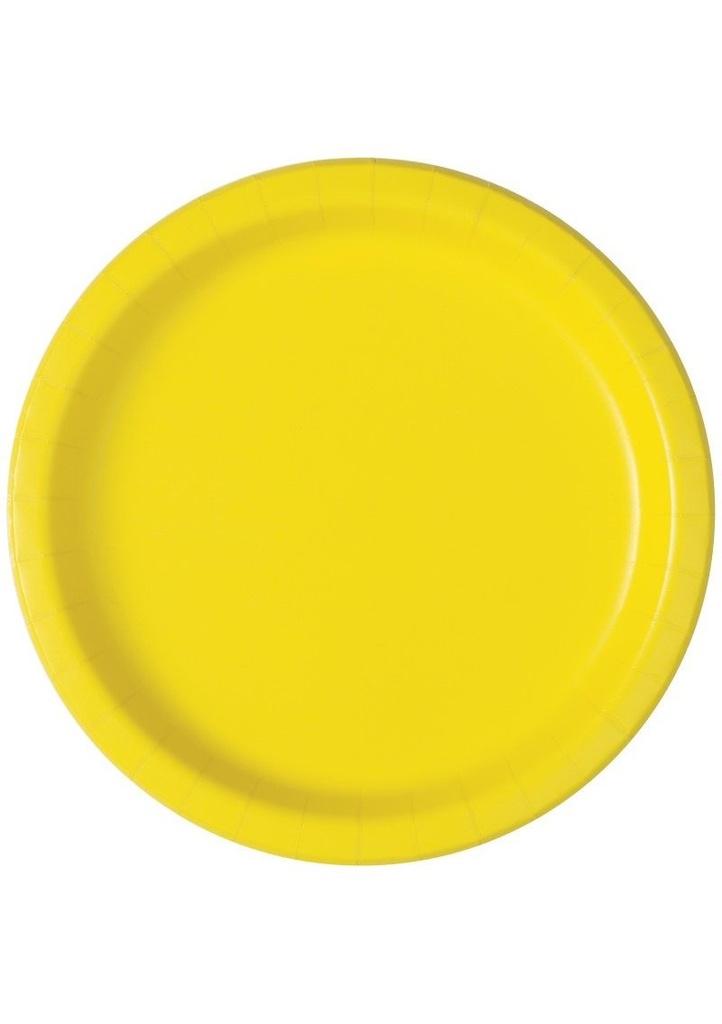 Neon Yellow Solid Round 9 Inch Dinner Plates - 16pk