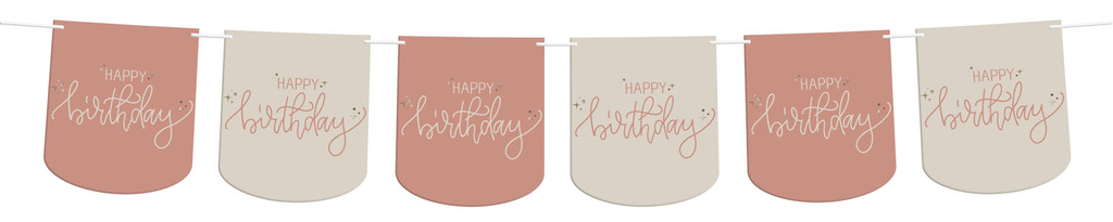 Happy Birthday Bunting Garland Banner Creme Rose - 6m