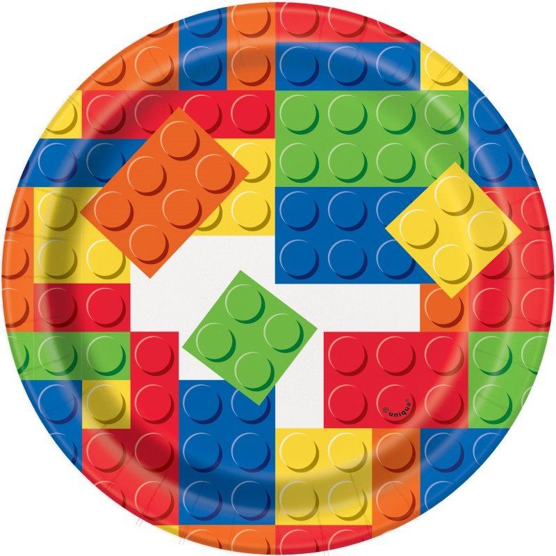 Building Blocks Birthday 7" Dessert Plates - 8pk