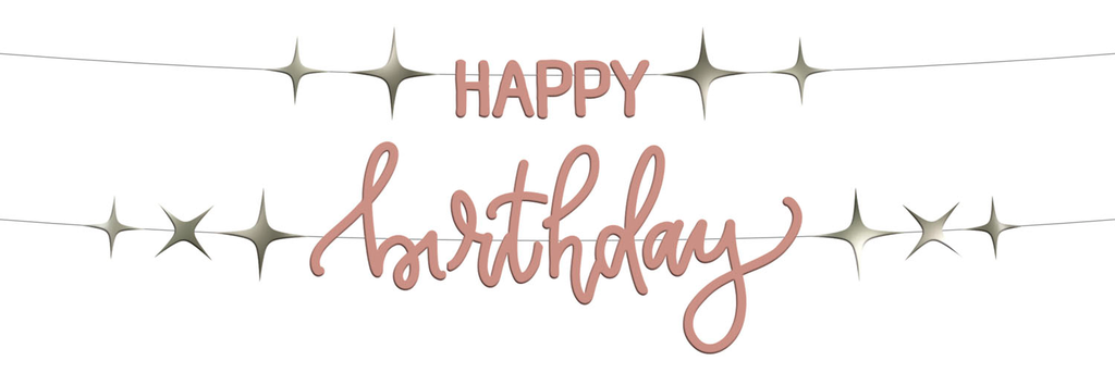Letter Banner Set Happy Birthday Creme Rose - 1.5m