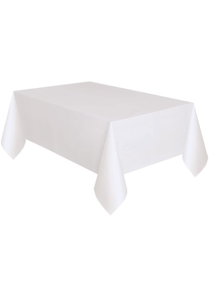 White Solid Rectangular Plastic Table Cover - 137 x 274cm