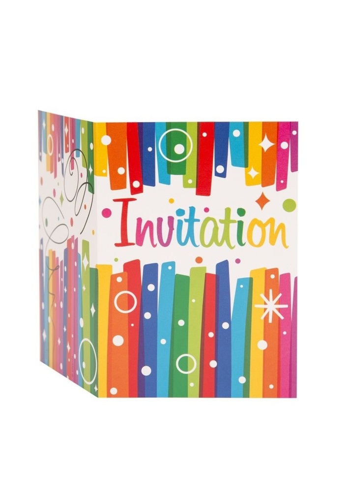Rainbow Ribbons Birthday Invitations - 8pk